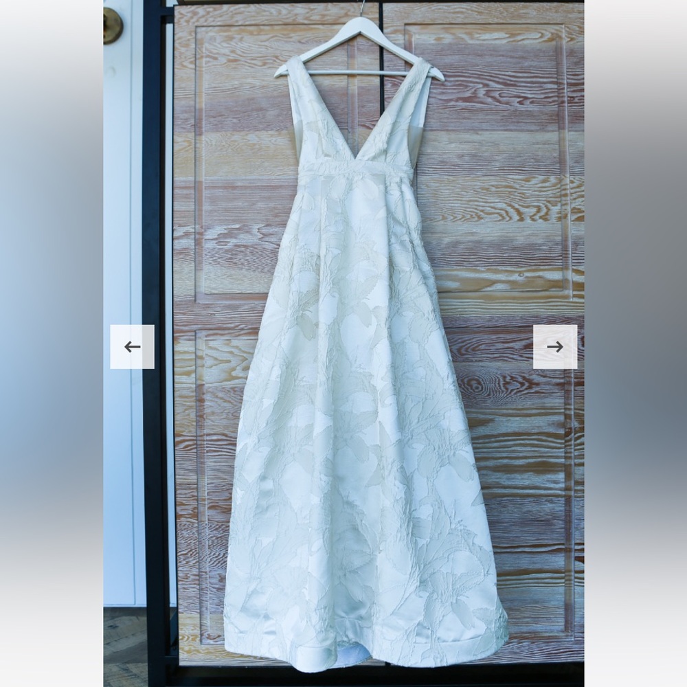 Rebecca Schoneveld White Floral Brocade Wedding Gown